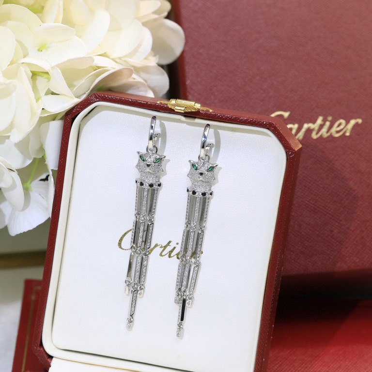 sold crazy star hot push models    Cartier Cartier jewelry sexy stereo SOLEIL fashion full diamond tassel panther earrings earrings shipping   stars with the same paragraph, beautiful and beautiful extreme   star co-bran