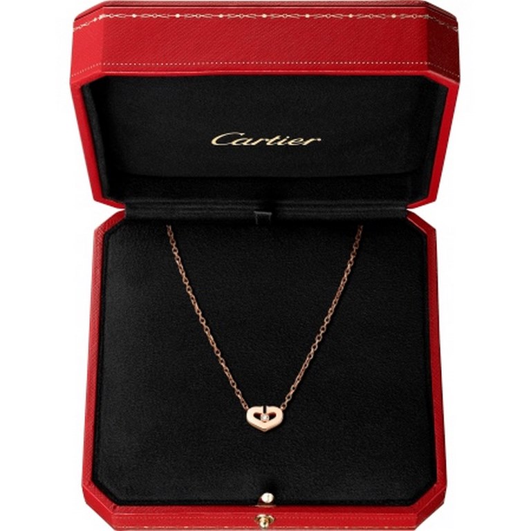 [Seiko version] Cartier necklace Cartier latest heart necklace   electroplating 18k gold process counter version of a one-to-one quality   inlaid with imported simulation diamonds color separation plating with the heart 