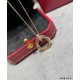 V gold material Cartier three rings necklace, another classic, ring set Perfect interpretation of symmetrical aesthetics Elegant and generous. Wear comfort is high It is not easy to hook to the items! Genuine gold textur