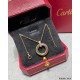 V gold material Cartier three rings necklace, another classic, ring set Perfect interpretation of symmetrical aesthetics Elegant and generous. Wear comfort is high It is not easy to hook to the items! Genuine gold textur