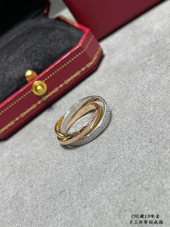 V gold material Yardage 678. cartier three ring with diamonds ring   manually a   ring embracing inlay Perfect interpretation of symmetrical aesthetics Elegant and generous. The ring support Smooth ring arm Wear a high d