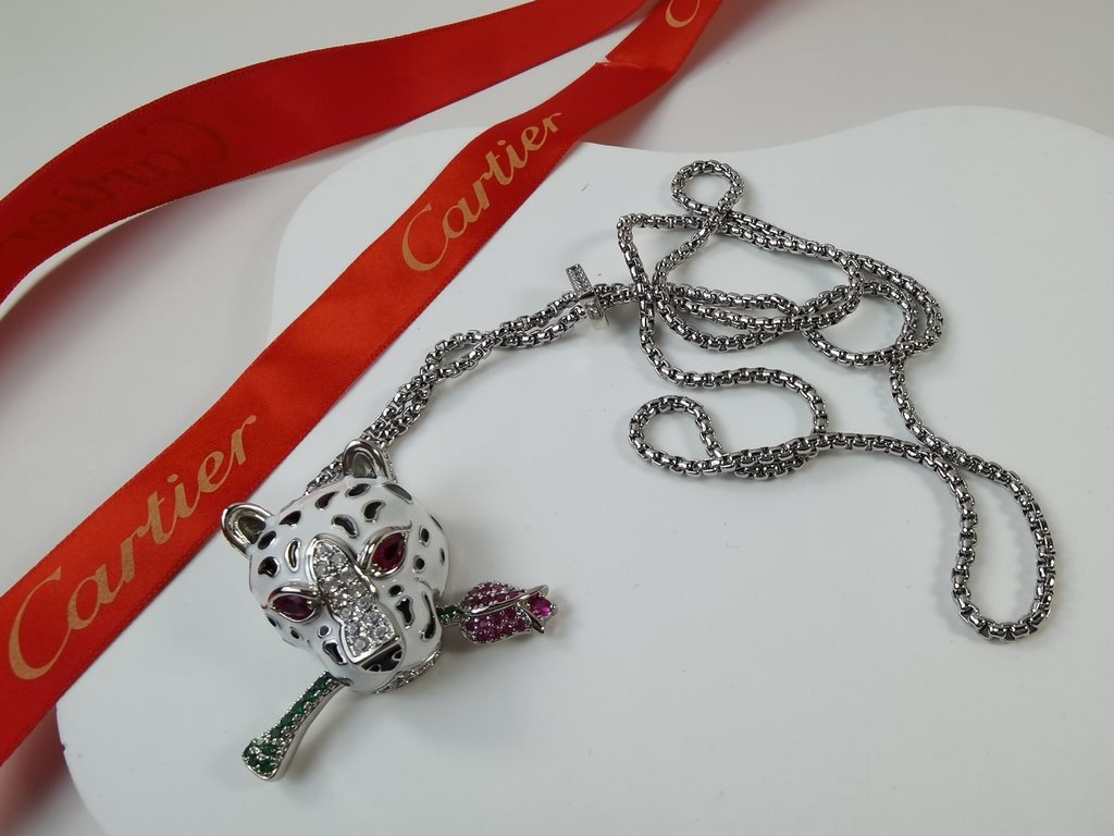 Cartier Cartier 11 Leopard Face Oil Drop Edition Necklace Shipping Classic aristocratic style, luxury full of diamonds and charming leopard design Exclusive photography   Heavy industry to create a perfect replica of the