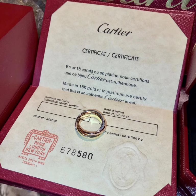 [OEM level] super beautiful   Cartier Cartier explosive three in one three ring color plating ring   high-end k gold technology micro-setting technology 18K technology Exclusive export orders V gold material Made in Pari