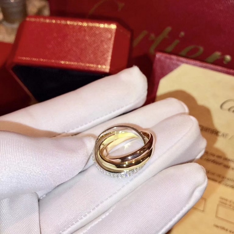 [OEM level] super beautiful   Cartier Cartier explosive three in one three ring color plating ring   high-end k gold technology micro-setting technology 18K technology Exclusive export orders V gold material Made in Pari