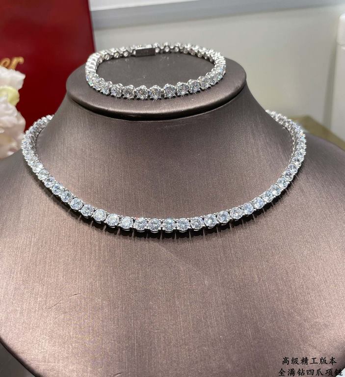 9 2  5  Length 38cm Only the high quality crafted version Cartier full of diamonds four claw necklace, each of the above diamonds are hand-set on the refractive index visible to the naked eye   do goods very time-consumi