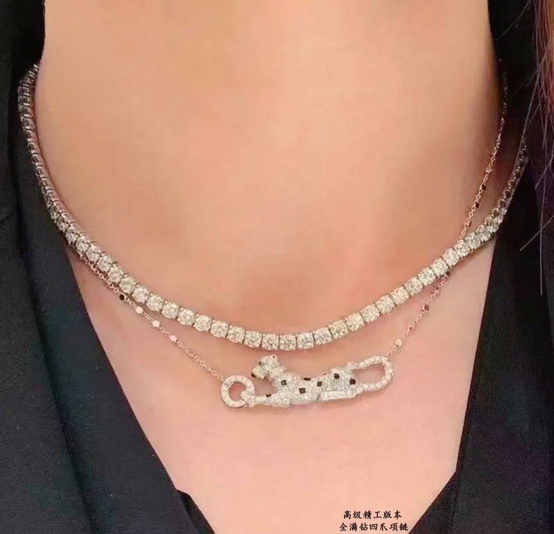 9 2  5  Length 38cm Only the high quality crafted version Cartier full of diamonds four claw necklace, each of the above diamonds are hand-set on the refractive index visible to the naked eye   do goods very time-consumi