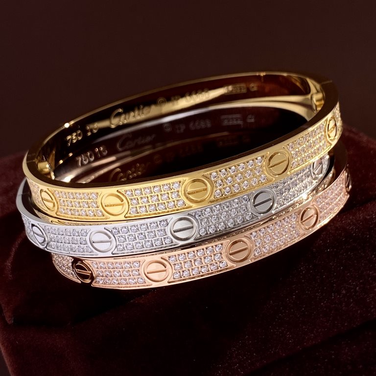 Cartier full star three rows of diamonds full nail five generations of screwdriver bracelet Titanium steel material plating 18k gold rose gold steel color never lose color gold and silver rose 3 colorsBracelet size16.17.