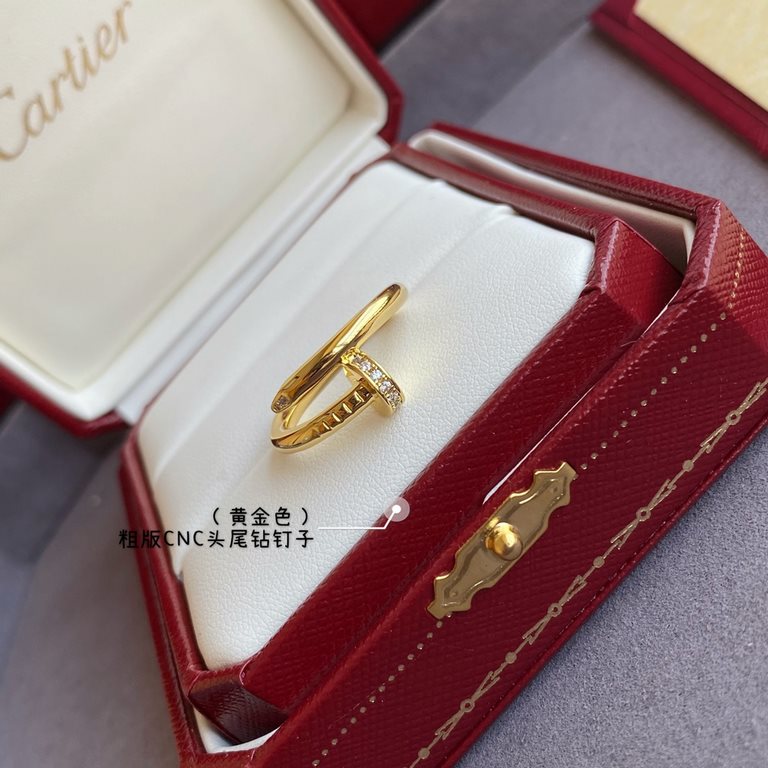 V gold plating 1.0 imitation gold, thick version (yardage 5678) Cartier rough version of the head tail diamond studded ring   Classic masterpiece, enduring  Legendary classic, has always been popular need not say more  L