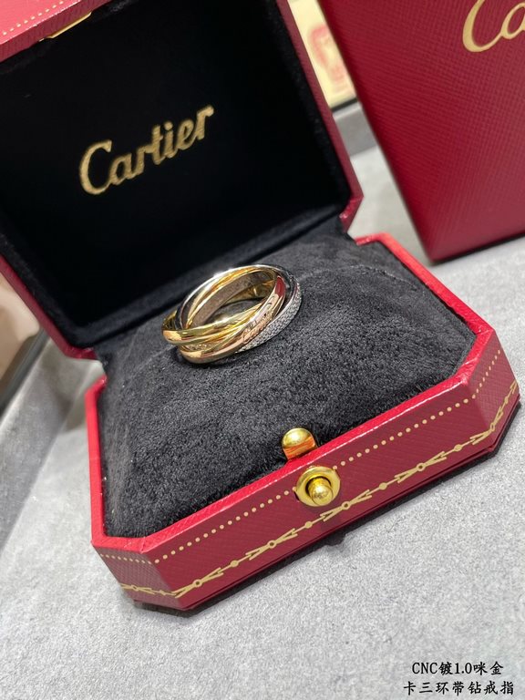 V gold material Yardage 678. cartier three ring with diamonds ring   manually a   ring embracing inlay Perfect interpretation of symmetrical aesthetics Elegant and generous. The ring support Smooth ring arm Wear a high d