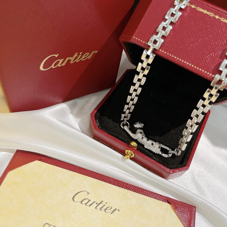 Cartier Cartier 11 Leopard full of diamonds Edition Necklace Shipping Classic aristocratic model, luxury full of diamonds caressing leopard design Exclusive real shot   Heavy industry to create a perfect replica Imported