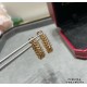 V gold plated 1.0 imitation gold Cartier CNC narrow bullet earrings with original flying saucer earbuds    The small willow nails on both sides can be free to sway, very personalized one. Eternal classic Very hot in rece