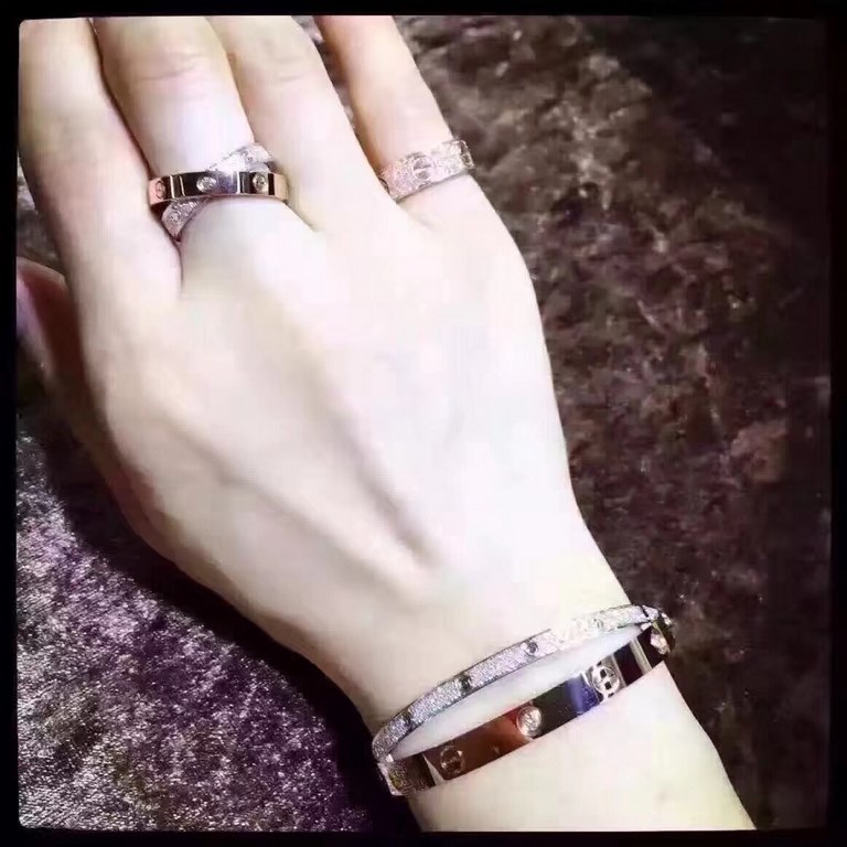 Cartier love new models two in one   screw double ring cross ring   classic generous models, gift self wear elegant beauty to the ultimate    using 925 sterling silver plating 18K gold inlaid with imported simulation dia