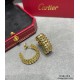 V gold plated 1.0 imitation gold Cartier CNC Double Row Bullet Earrings with Original Flying Saucer Earbuds    The two sides of the small willow nails can be free to sway, very personalized one. Eternal classic Very hot 