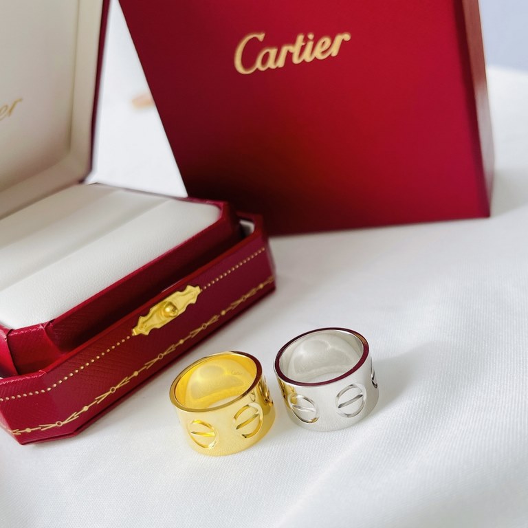 [OEM Grade] Cartier Cartier 22 years new wide version screw print ring The highest version in the market CNC process k gold version Super high-end Imported s925 sterling silver material electroplated with imitation gold 