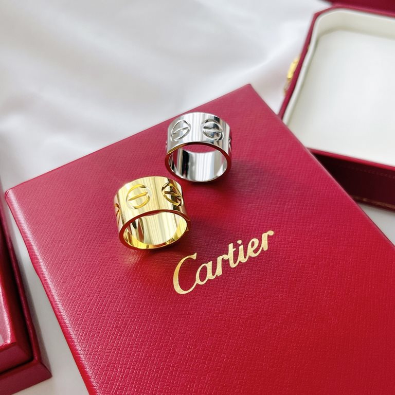 [OEM Grade] Cartier Cartier 22 years new wide version screw print ring The highest version in the market CNC process k gold version Super high-end Imported s925 sterling silver material electroplated with imitation gold 