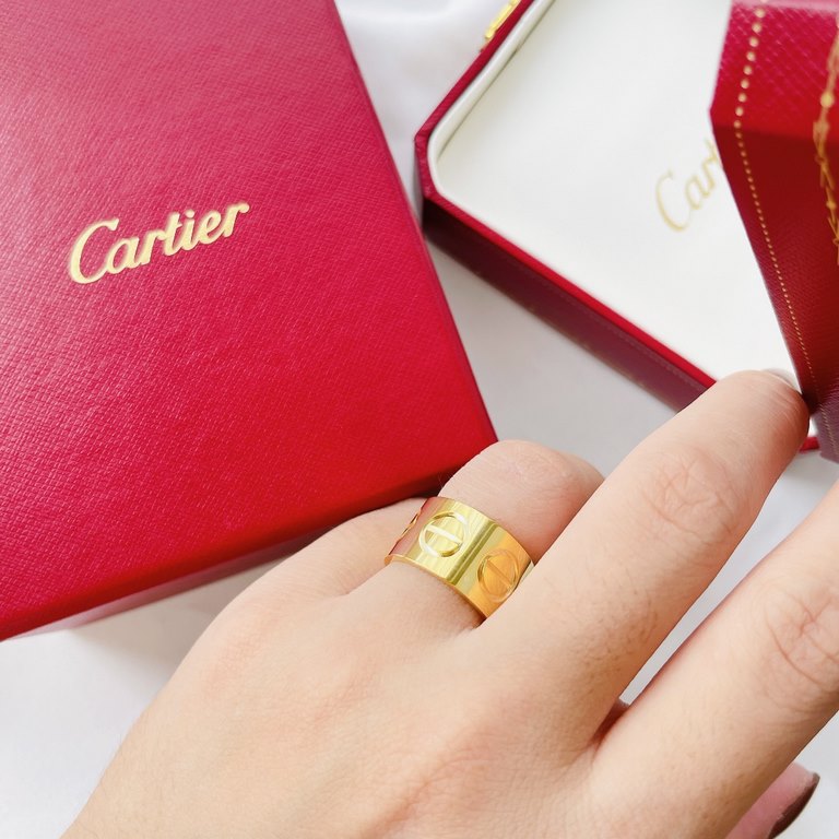 [OEM Grade] Cartier Cartier 22 years new wide version screw print ring The highest version in the market CNC process k gold version Super high-end Imported s925 sterling silver material electroplated with imitation gold 