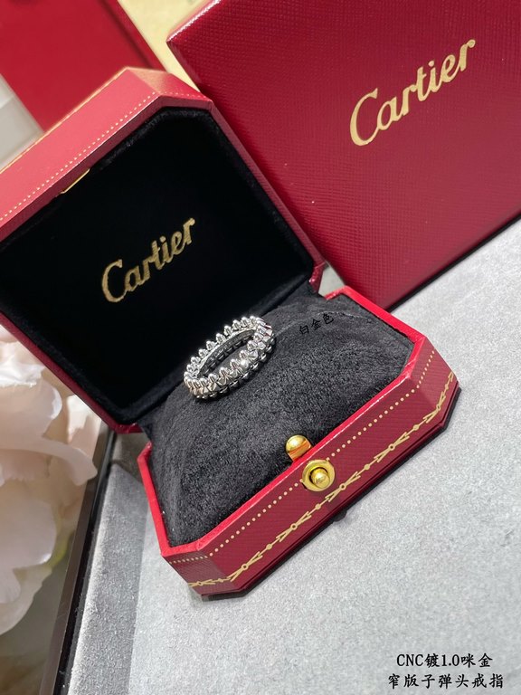 V gold plated 1.0 imitation gold Size 678 Pair Edition Cartier CNC narrow bullet head ring   the most popular one ring     the two sides of the small willow nails can be free to sway, very personalized one. Eternal class