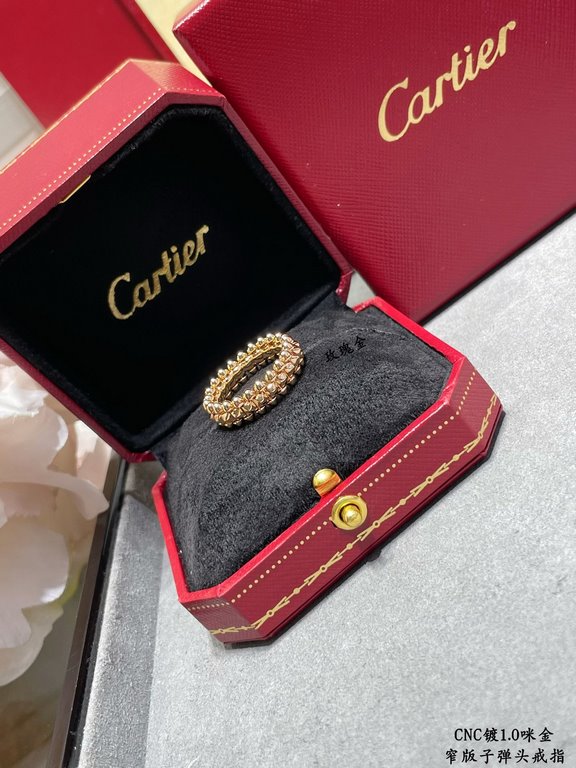 V gold plated 1.0 imitation gold Size 678 Pair Edition Cartier CNC narrow bullet head ring   the most popular one ring     the two sides of the small willow nails can be free to sway, very personalized one. Eternal class