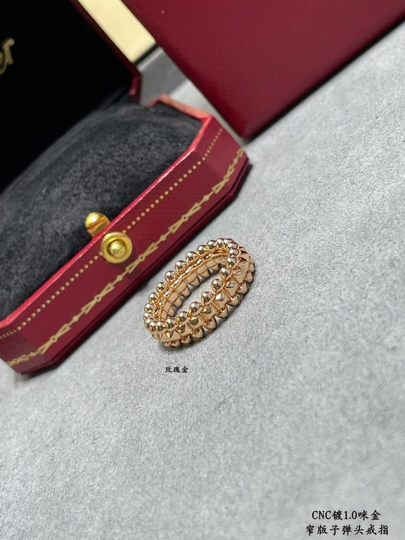 V gold plated 1.0 imitation gold Size 678 Pair Edition Cartier CNC narrow bullet head ring   the most popular one ring     the two sides of the small willow nails can be free to sway, very personalized one. Eternal class