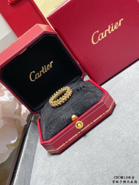 V gold plated 1.0 imitation gold Size 678 Pair Edition Cartier CNC narrow bullet head ring   the most popular one ring     the two sides of the small willow nails can be free to sway, very personalized one. Eternal class