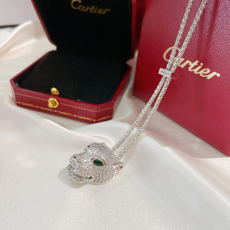 [OEM Grade]  Cartier Cartier Leopard Head Sweater Chain Big Original Customized Highest Craftsmanship Jewelry Grade High-end Imported V-Gold Material Micro-set with High-carbon Diamonds 18K Gold Thick Gold Lifelike and L