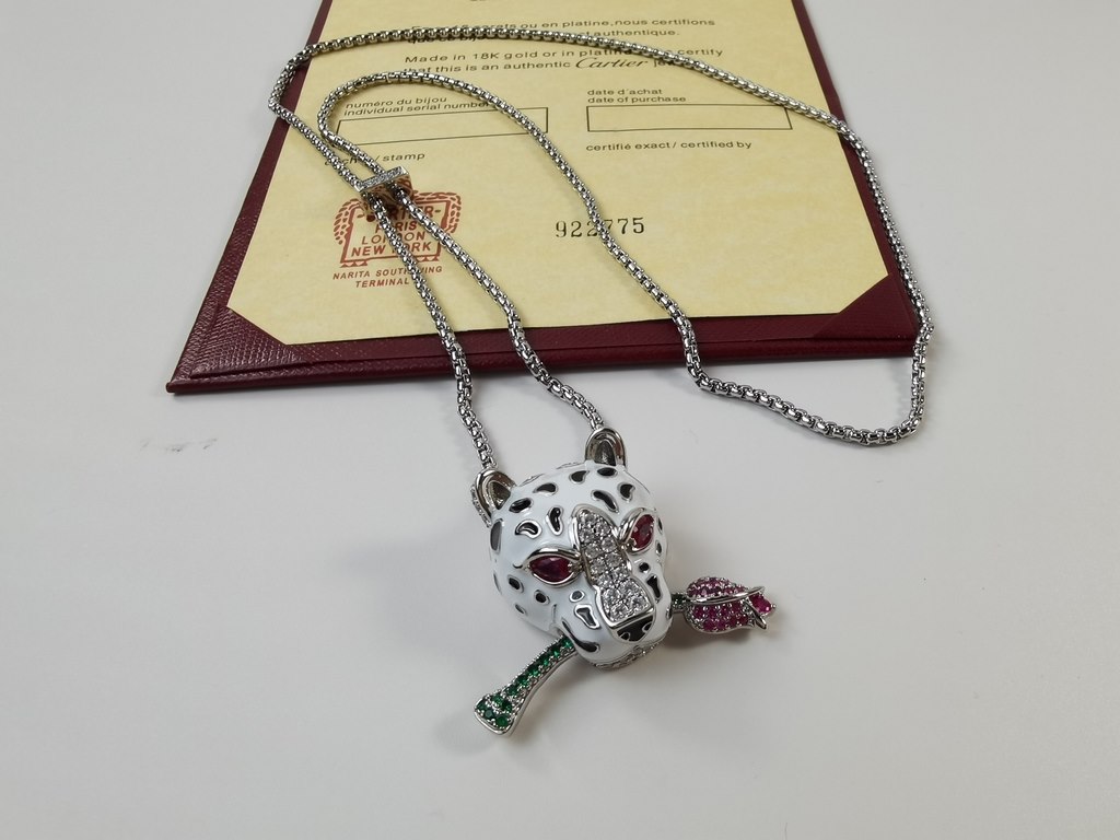 Cartier Cartier 11 Leopard Face Oil Drop Edition Necklace Shipping Classic aristocratic style, luxury full of diamonds and charming leopard design Exclusive photography   Heavy industry to create a perfect replica of the