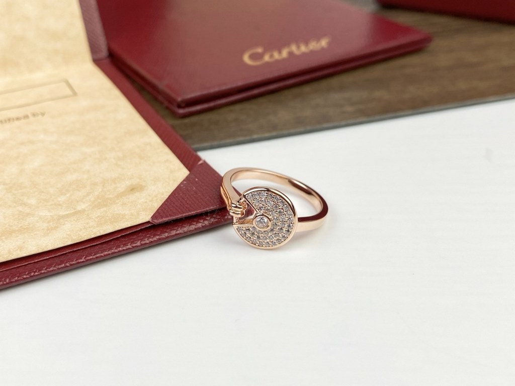 Cartier Cartier Amulet Full Diamond Ring  Micro-set with Imported Simulated High Carbon Diamonds     Sub-Gold Thick Gold Plating in 18k  Ring Size 678