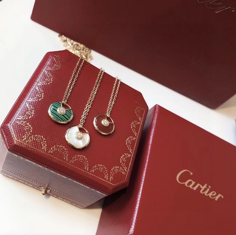 Cartier Cartier Amulet Series Amulet Necklace Yellow Gold Ultra-high-end customization Original imported white agate Turquoise red agate