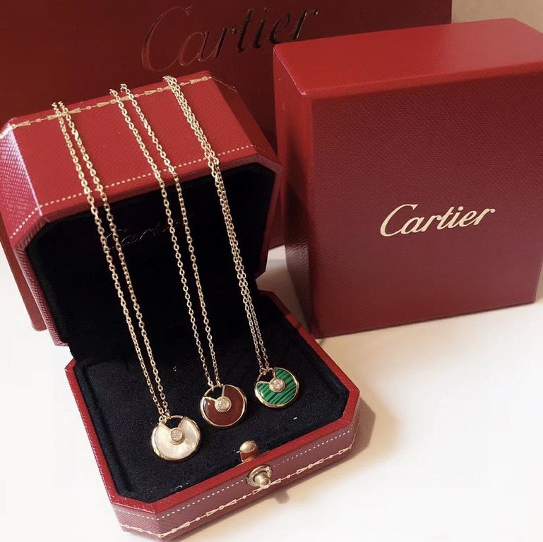 Cartier Cartier Amulet Series Amulet Necklace Yellow Gold Ultra-high-end customization Original imported white agate Turquoise red agate