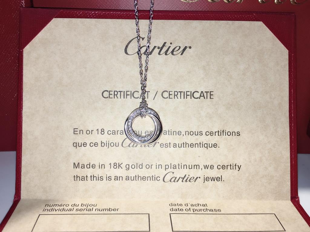 Cartier new three rings necklace with diamonds, S925 silver, end chain with original Logo, fine accessories, necklace