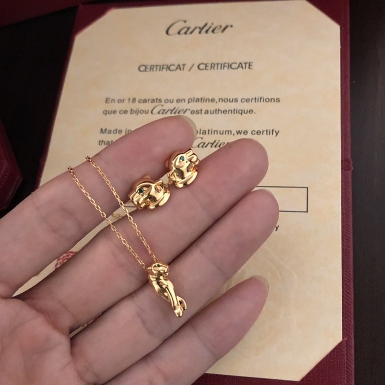 [Seiko version]  Cartier Cartier necklace leopard earrings [strong] 11 leopard light gold version of the necklace shipped    classic aristocratic model, luxury full of diamonds caressing the leopard design    exclusive r