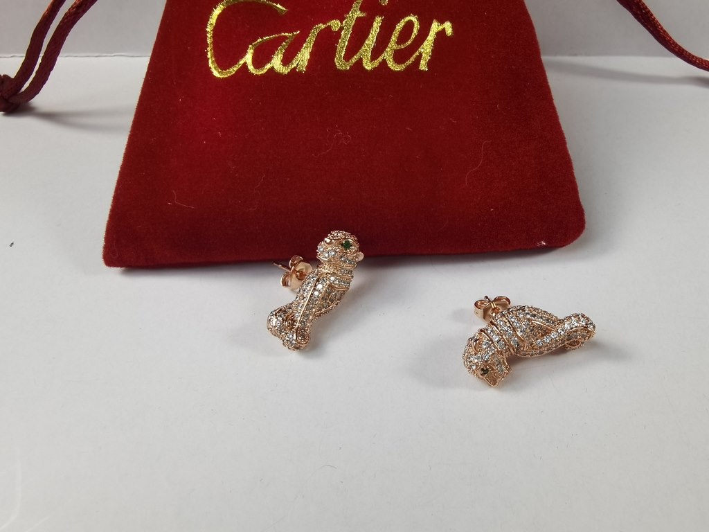 Cartier Tyrannical high-end leopard earrings earrings Fan Bingbing the same model Using micro-setting process! Advanced plating cnc polished   high-grade atmosphere      Brand new Cartier leopard head to strike! Stylish,