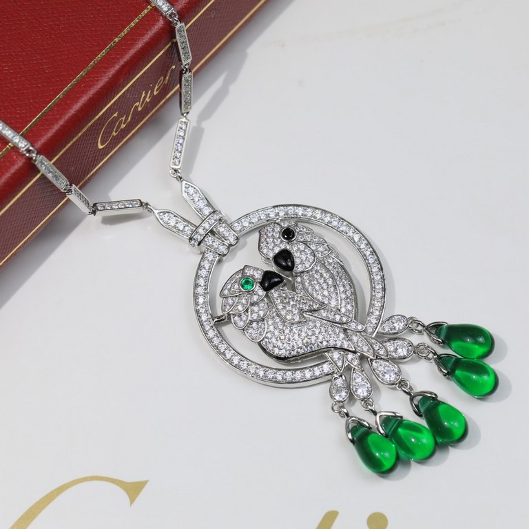 [925] Luxury Cartier Necklace Tassel Parrot   Cartier Parrot Necklace Hot models The highest version on the market! Counter 11 style open mold with Asian gold material! Diamonds luxury necklace Goddess must have Super sl