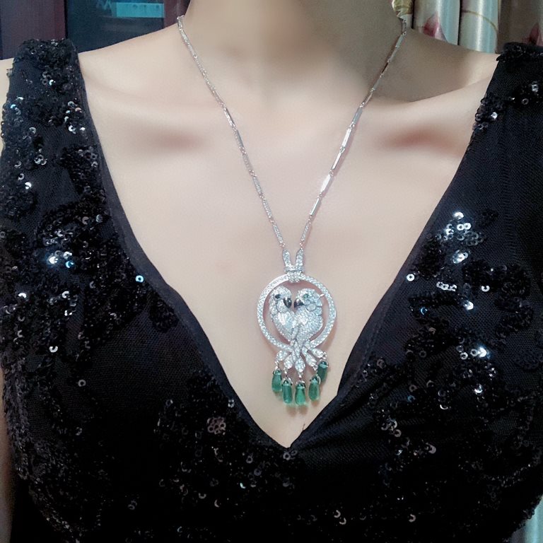 [925] Luxury Cartier Necklace Tassel Parrot   Cartier Parrot Necklace Hot models The highest version on the market! Counter 11 style open mold with Asian gold material! Diamonds luxury necklace Goddess must have Super sl