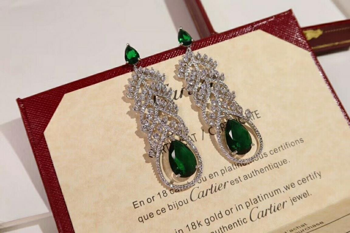 sold crazy star hot push models     Cartier Cartier Series Jewelry sexy stereo SOLEIL fashion full of diamonds feather petals emerald earrings earrings shipment    stars with the same paragraph, beautiful and beautiful e