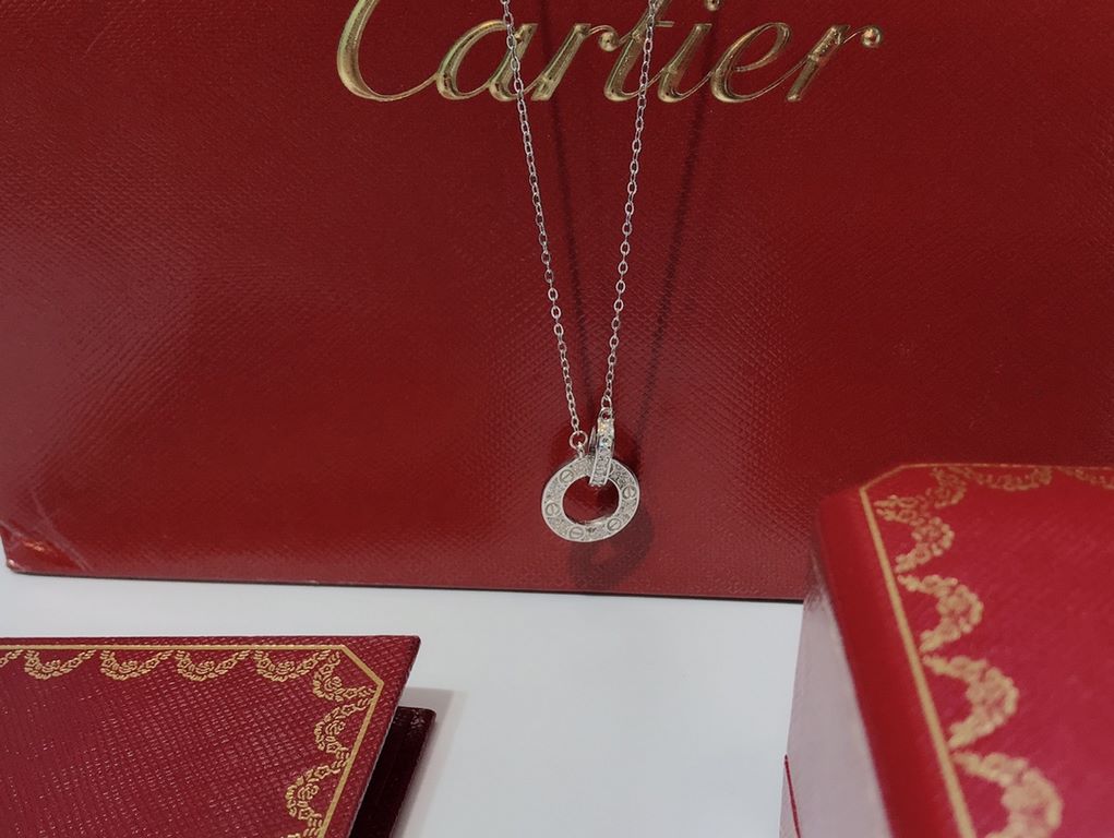 Cartier classic burst full star double circle necklace, s925 silver, double-sided can be worn, classic and versatile, necklace