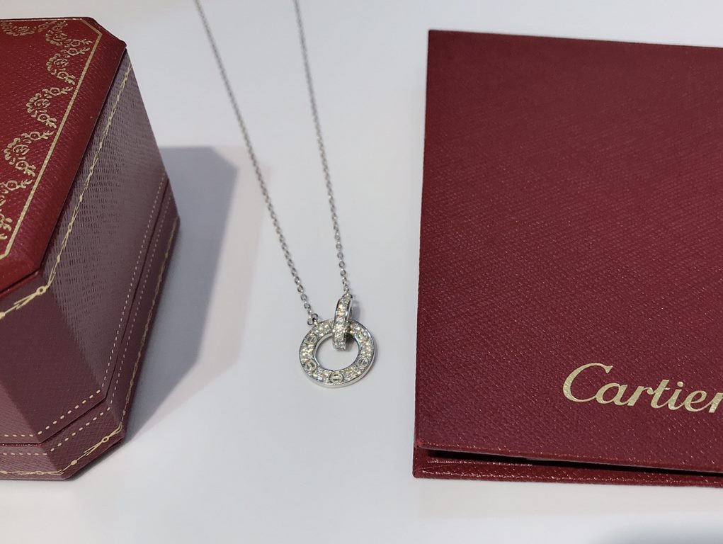 Cartier classic burst full star double circle necklace, s925 silver, double-sided can be worn, classic and versatile, necklace