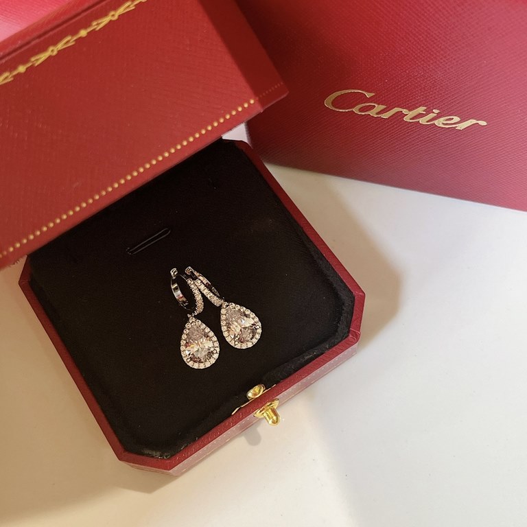 Cartier   water drop earrings earrings one to build a sterling silver needle U.S. goods   main stone water drop senior simulation diamonds is the perfect interpretation of classic and fashion, with a strong elegant atmos