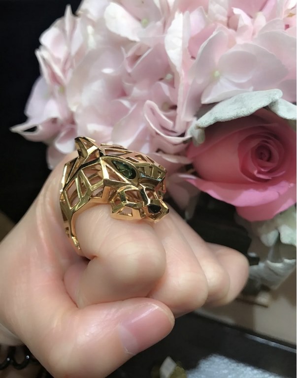 Cartier Cartier luxury domineering polished green eyes leopard ring atmosphere elegant noble   classic aristocratic model, luxury leopard head design    exclusive real shot V gold material plating 18k gold technology wit