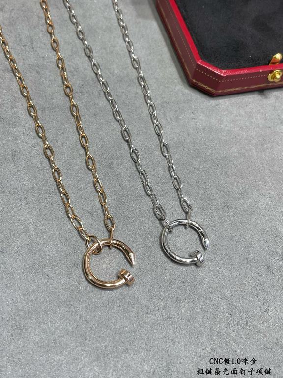 V gold material Cartier CNC thick chain glossy nail necklace, according to the 18K real gold goods to create foreign orders to see the details of the workmanship is very to stand by Exclusive shipments     seconds to kil