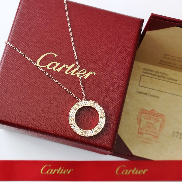 Cartier Classic Love full diamonds big cake necklace. It took nearly  4  months to finally ship perfectly! A classic big name piece that combines round cake, screws, and full diamonds in one awesome design! All styles ca