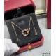 V gold plating 1.0 imitation gold CNC open version Cartier classic round flat double ring necklace can be worn on both sides   real shot   high-end customization    look at the chain plate to see the engraving, and then 