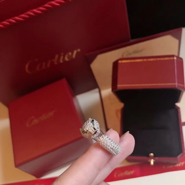 Cartier 11 Large Leopard Full Diamond Leopard Ring Shipping  Classic aristocratic, personalized open design  Fully handmade magnifying glass S925 Sterling Silver Micropavé up to 300 Multiple super sparkling AAAA diamonds