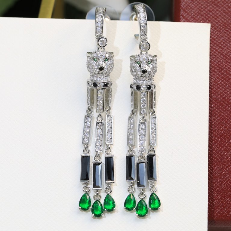 sold crazy star hot push models    Cartier Cartier Series Jewelry sexy three-dimensional SOLEIL fashion color diamond diamond tassel leopard earrings earrings shipment   stars with the same paragraph, beautiful and beaut