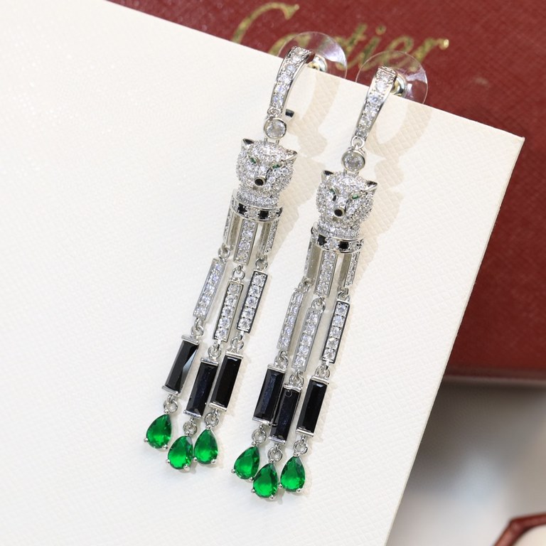 sold crazy star hot push models    Cartier Cartier Series Jewelry sexy three-dimensional SOLEIL fashion color diamond diamond tassel leopard earrings earrings shipment   stars with the same paragraph, beautiful and beaut