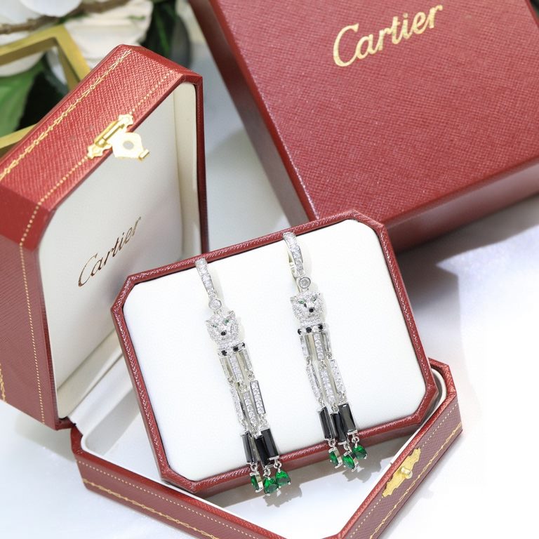 sold crazy star hot push models    Cartier Cartier Series Jewelry sexy three-dimensional SOLEIL fashion color diamond diamond tassel leopard earrings earrings shipment   stars with the same paragraph, beautiful and beaut