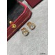 V gold material color separation plating Cartier three rings round diamond earrings, another classic, perfect interpretation of symmetrical aesthetics Elegant and generous. Wear comfort is high It is not easy to hook to 