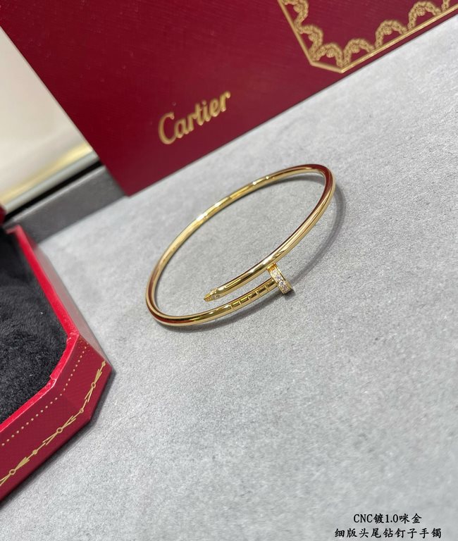 V gold plated 1.0 imitation gold Size 16.17. CNC pair version Cartier fine version of the head and tail diamond hollow tube studs bracelet, three colors together