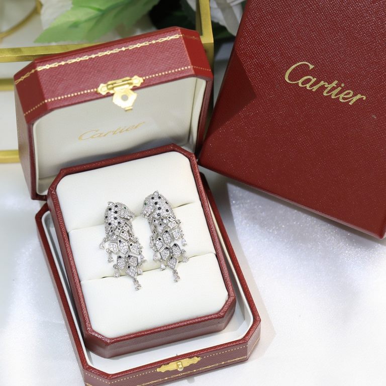 Star hot push models    Cartier Cartier Collection Jewelry sexy stereo SOLEIL fashion full diamond spotted leopard colored diamond earrings earrings shipped   stars with the same paragraph, beautiful beautiful extremely 