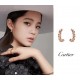 V Gold Cartier CNC Pair Edition Half Circle Bullet Earrings with Original Flying Saucer Earbuds    Celebrities with the same model The small willow nails on the two sides can be free to sway, very personalized one. Etern